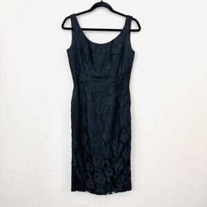 Lilli Diamond Vintage1960s Black Chiffon Lace Pencil Dress 4